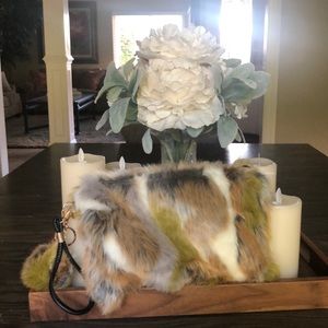 Faux Fur Clutch with Matching Key Chain